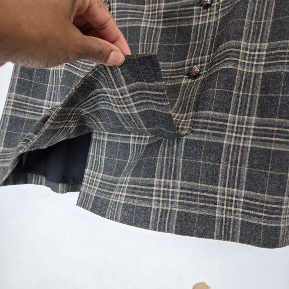 Banana Republic Womens Preppy Academia 30% Wool Plaid Button Front Wrap Skirt 8 - Picture 4 of 12
